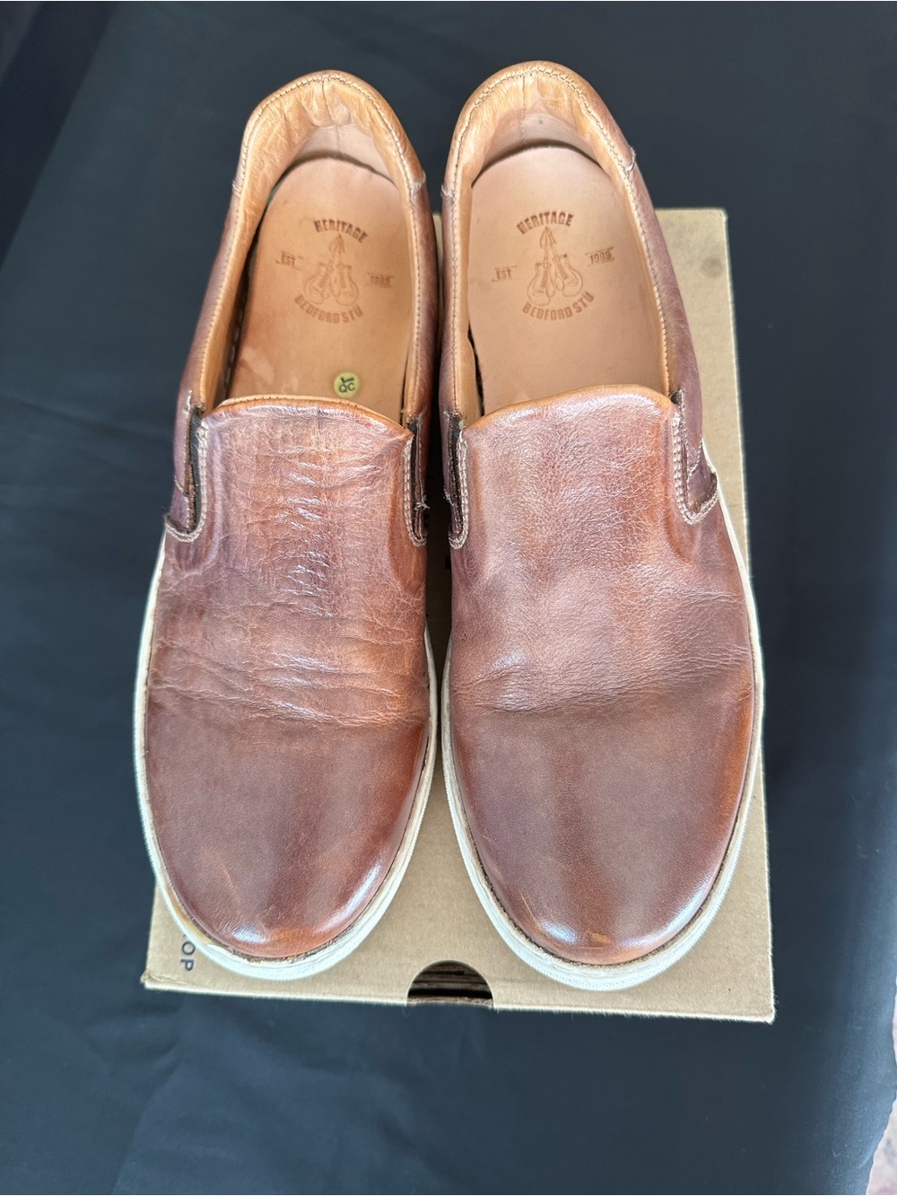 Bed Stu Cognac Brown Leather Slip-On Loafers US 10